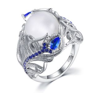925 Peacock Feather Crystal Women's Ring Sz 6-10